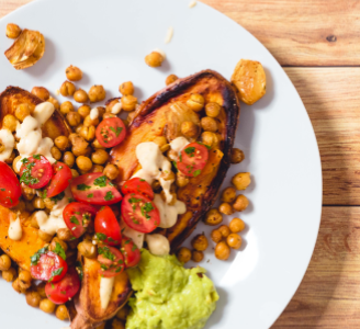 Baked Sweet Potato, Chickpea & Garlic